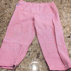 Adorable pink and white strip Capri polo leggings medium 8/10